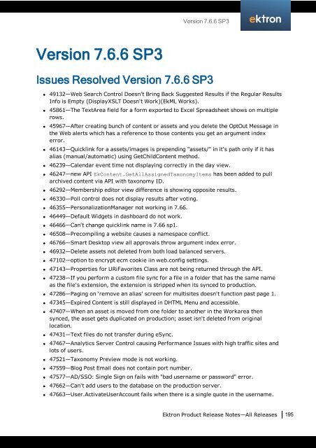 Ektron Product Release Notes - WebHelp - Ektron
