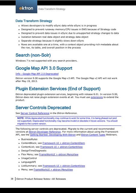 Ektron Product Release Notes - WebHelp - Ektron