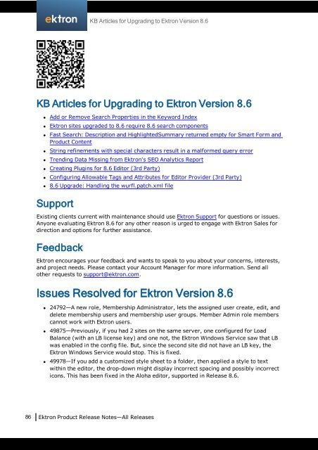 Ektron Product Release Notes - WebHelp - Ektron