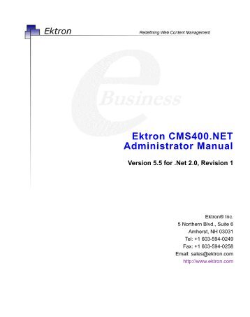 Ektron CMS400.NET Administrator Manual