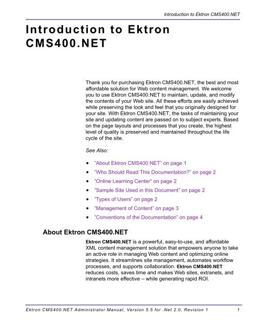 Ektron CMS400.NET Administrator Manual