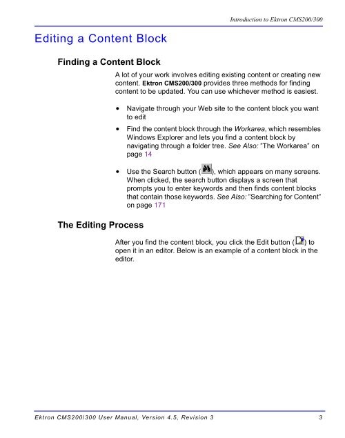 Ektron CMS200/300 User Manual