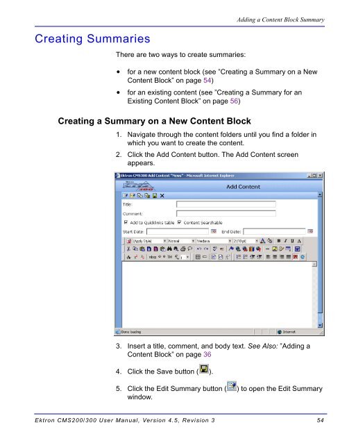 Ektron CMS200/300 User Manual