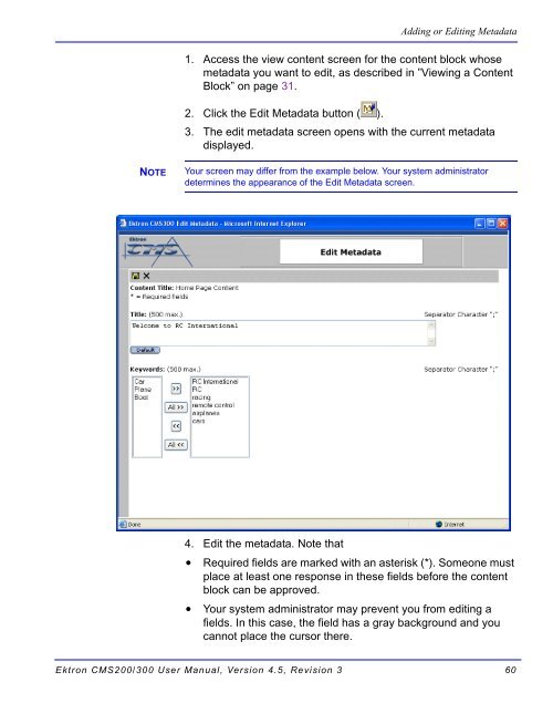 Ektron CMS200/300 User Manual