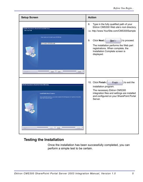 Ektron CMS300 SharePoint Portal Server 2003 Integration Manual