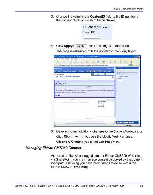 Ektron CMS300 SharePoint Portal Server 2003 Integration Manual