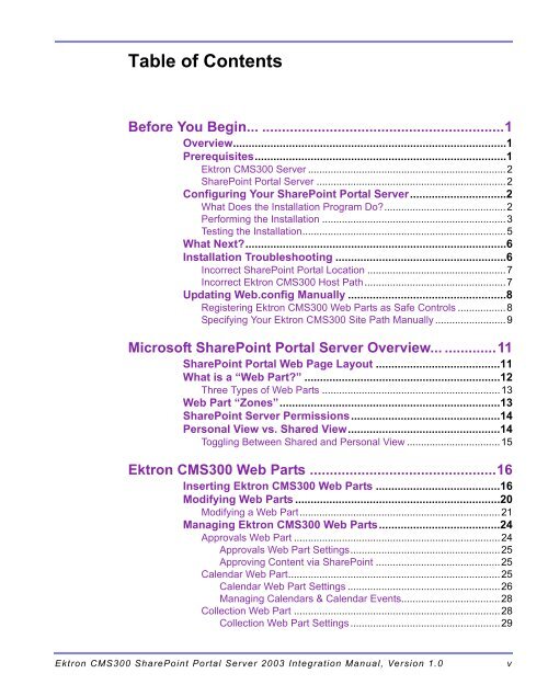 Ektron CMS300 SharePoint Portal Server 2003 Integration Manual