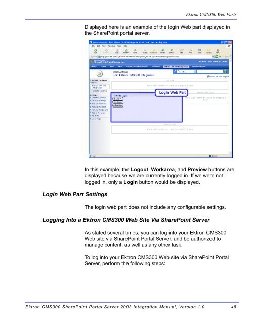 Ektron CMS300 SharePoint Portal Server 2003 Integration Manual