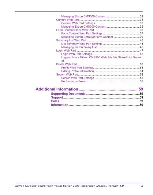 Ektron CMS300 SharePoint Portal Server 2003 Integration Manual