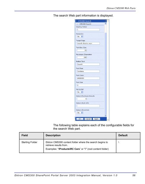 Ektron CMS300 SharePoint Portal Server 2003 Integration Manual