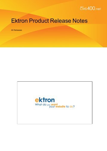 Ektron Product Release Notes