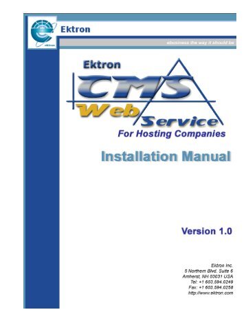 CMS Web Services Installation Manual - Ektron