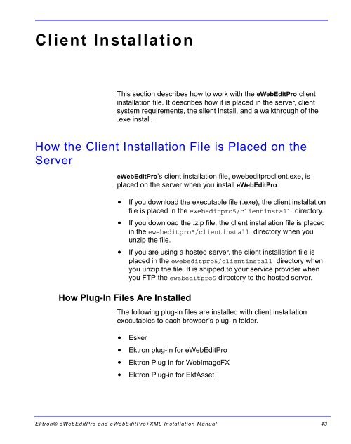 Ektron® eWebEditPro and eWebEditPro+XML Installation Manual