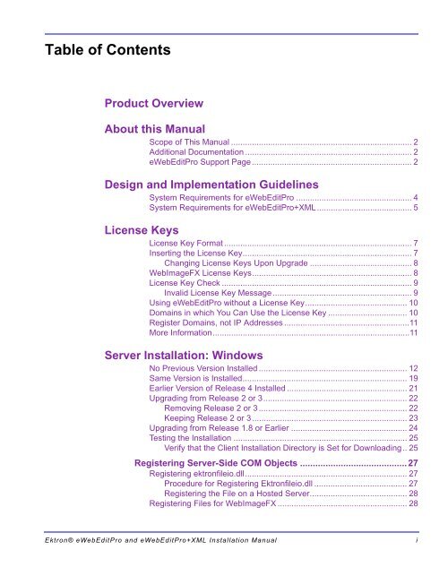 Ektron® eWebEditPro and eWebEditPro+XML Installation Manual