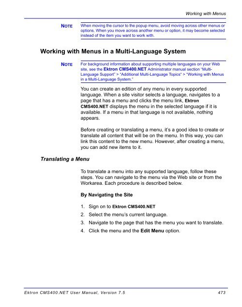 Ektron CMS400.NET User Manual