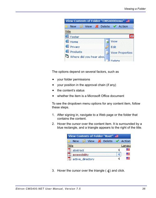 Ektron CMS400.NET User Manual