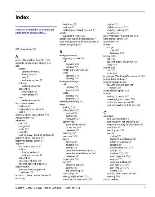 Ektron CMS400.NET User Manual