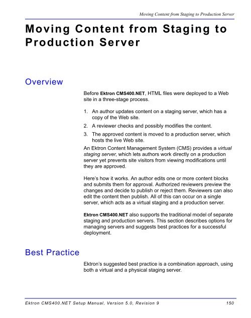 Ektron CMS400.NET Setup Manual