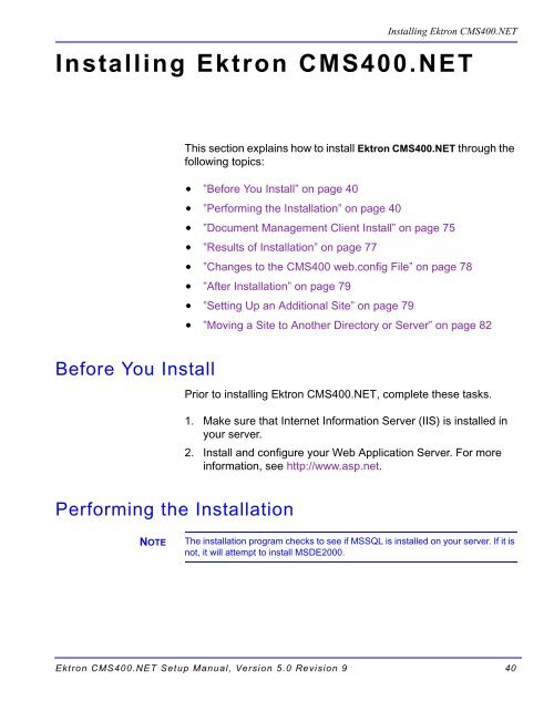 Ektron CMS400.NET Setup Manual