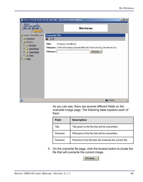 Ektron CMS100 User Manual