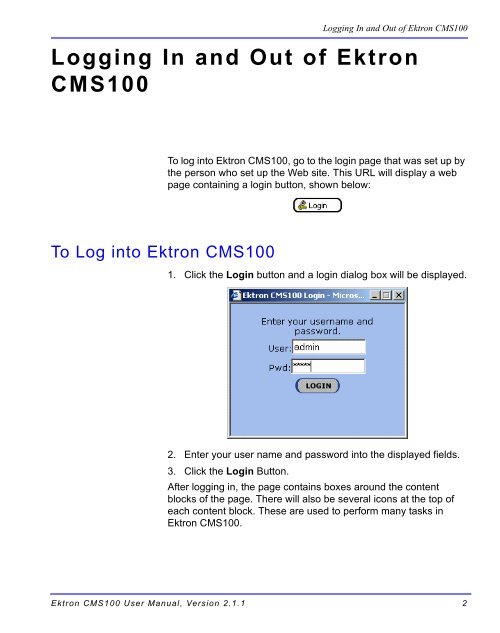 Ektron CMS100 User Manual