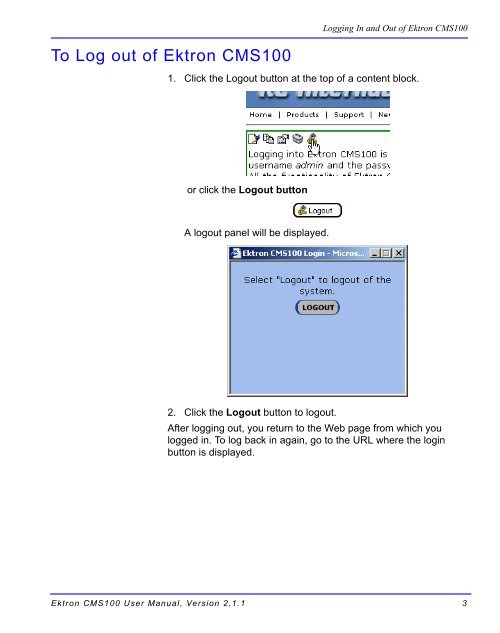 Ektron CMS100 User Manual