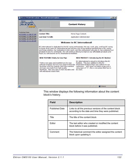 Ektron CMS100 User Manual