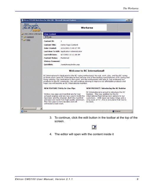 Ektron CMS100 User Manual