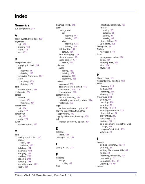 Ektron CMS100 User Manual