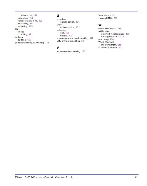 Ektron CMS100 User Manual