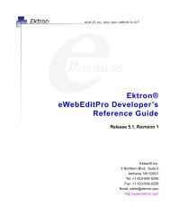 Ektron® eWebEditPro Developer's Reference Guide