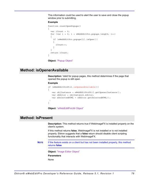 Ektron® eWebEditPro Developer's Reference Guide