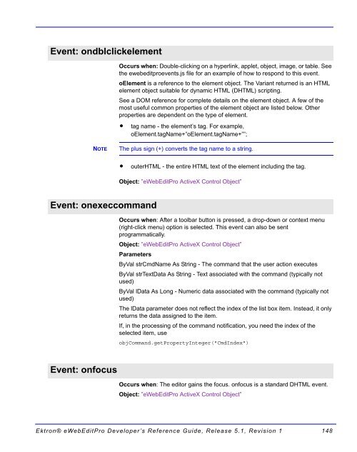 Ektron® eWebEditPro Developer's Reference Guide