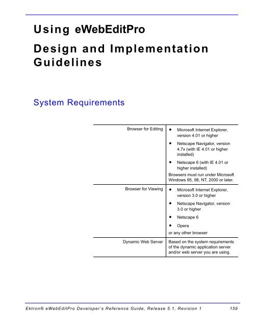 Ektron® eWebEditPro Developer's Reference Guide