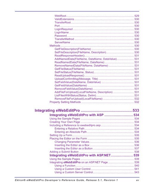 Ektron® eWebEditPro Developer's Reference Guide