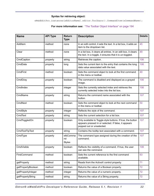 Ektron® eWebEditPro Developer's Reference Guide