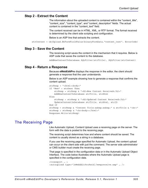 Ektron® eWebEditPro Developer's Reference Guide