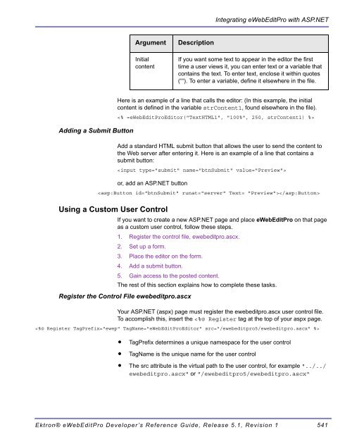 Ektron® eWebEditPro Developer's Reference Guide