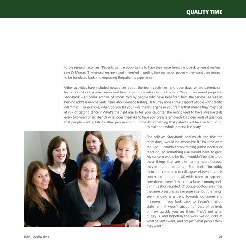 Quality time: The value of consultants - BMA