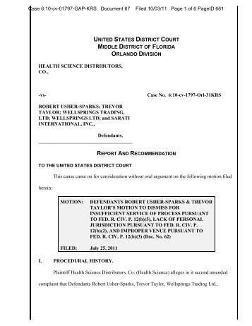 Health Science Distributors Co. v. Usher-Sparks ... - Letters Blogatory