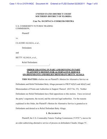 U.S. Commodity Futures Trading Commission v ... - Letters Blogatory