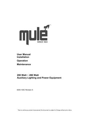 User Manual Installation Operation Maintenance 200 ... - Mule Lighting