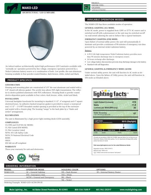 Mako Led Mule Lighting Mako Led Mule Lighting