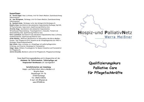 Qualifizierungskurs Palliative Care für Pflegefachkräfte