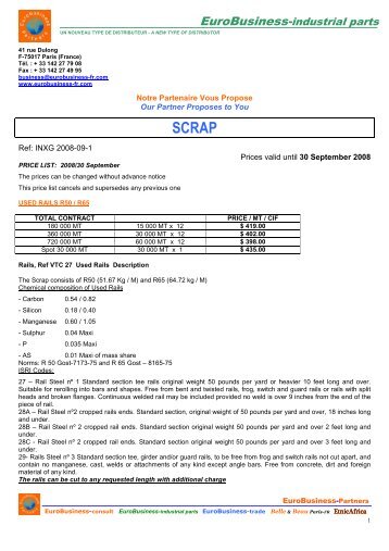 SCRAP Used Rails - HMS - E 40 - EuroBusiness-partners