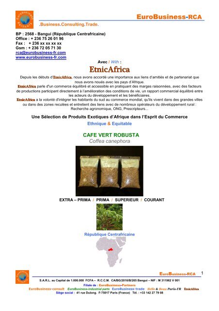 Plaquette Café ETNICAFRICA - EuroBusiness-partners