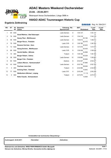 Qualifying Tourenwagen - Motorsport Arena Oschersleben