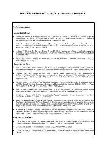 HISTORIAL CIENTIFICO Y TECNICO DEL GRUPO ISSI (1998-2003 ...