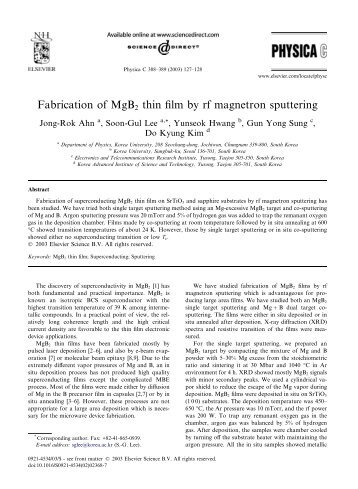 Fabrication of MgB2 thin film by rf magnetron sputtering