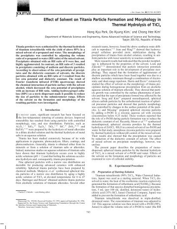 Effect of Solvent on Titania Particle Formation and Morphology in